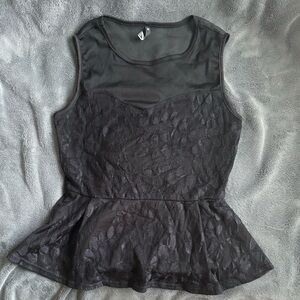 Black Lace Peplum Top